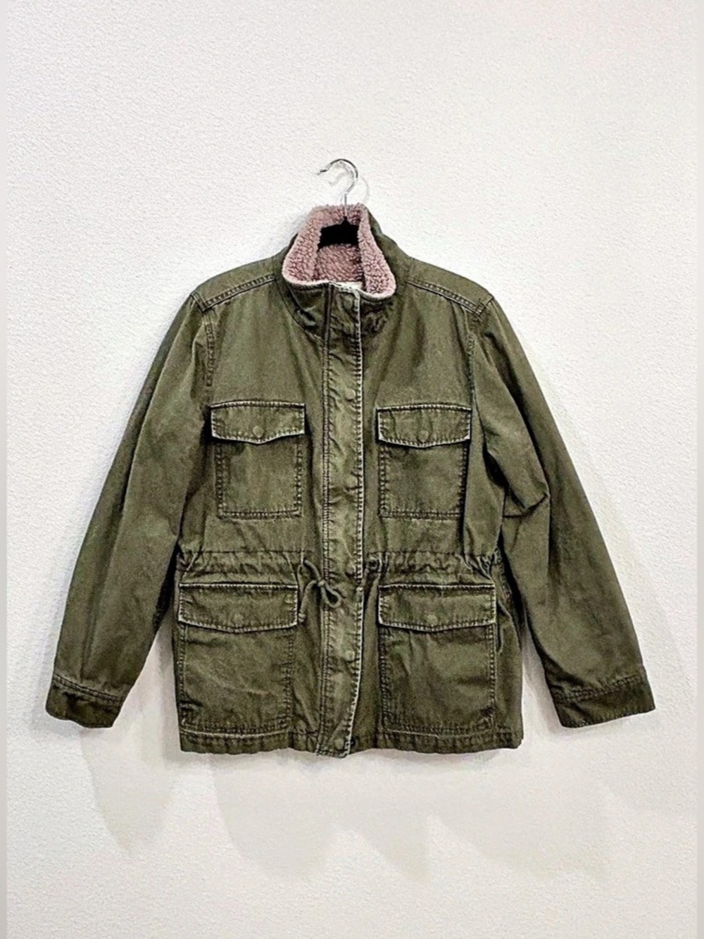 Madewell Sherpa-Trimmed Surplus Jacket Utility Jacket Green & Pink